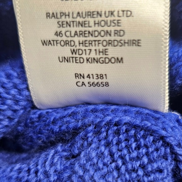 Polo Ralph Lauren Men's Royal Blue Cable Knit Crewneck Sweater Pullover XL - Picture 9 of 9